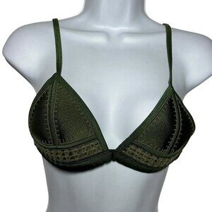 Triangl Gigi Crochet Neoprene Bikini top size Medium Army Green